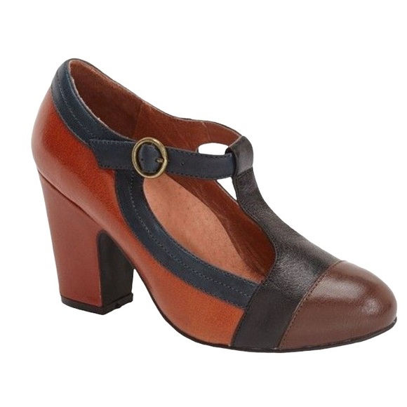 Jeffrey Campbell Shoes - JEFFREY CAMPBELL New In Box Polina Leather T Strap Stacked Heel Shoes Size 8.5